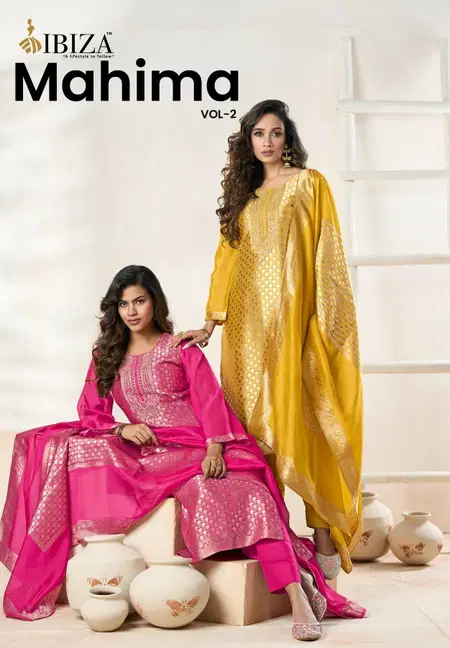 Mahima Vol 2 By Ibiza Banglory Silk Jacquard Designer Salwar Suits Exporters In India